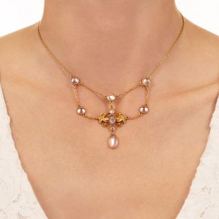 Art Nouveau Moonstone Festoon Necklace
