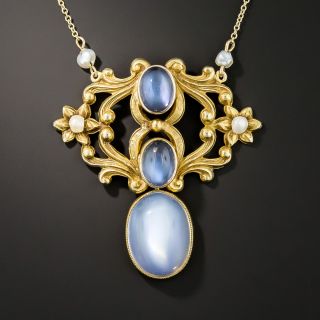 Art Nouveau Moonstone Pendant Necklace - 2