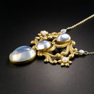 Art Nouveau Moonstone Pendant Necklace