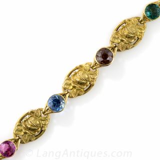 Art Nouveau Multi-Color Gemstone Bracelet