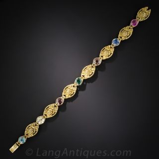 Art Nouveau Multi-Color Gemstone Bracelet