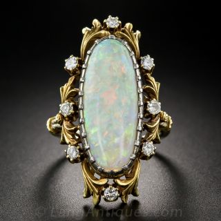 Art Nouveau Opal and Diamond Ring