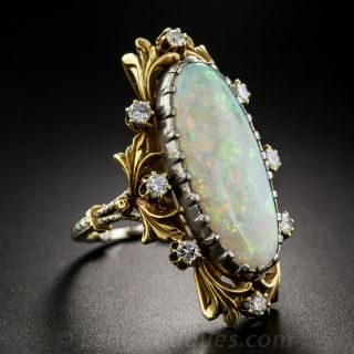 Art Nouveau Opal and Diamond Ring