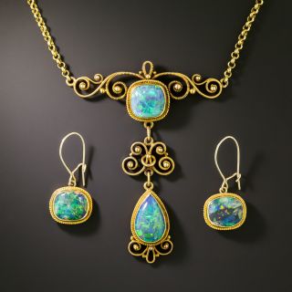 Art Nouveau Opal Necklace and Earrings by Thomas Brogan - 2