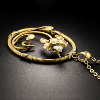 Art Nouveau Open Scroll Flower Pendant
