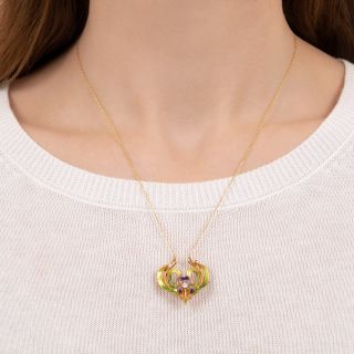 Art Nouveau Orchid Pendant/Brooch by Krementz