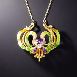 Art Nouveau Orchid Pendant/Brooch by Krementz - 2