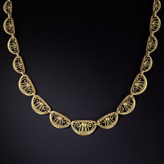 Art Nouveau Palmette Gold Necklace - 0