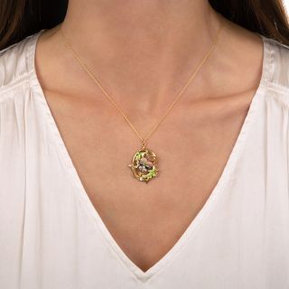 Art Nouveau Pansy Diamond Pendant by Ehrlich & Sinnock