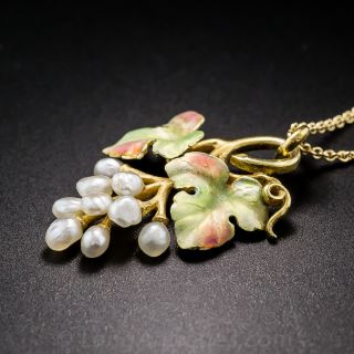 Art Nouveau Pearl Grape Cluster Pendant