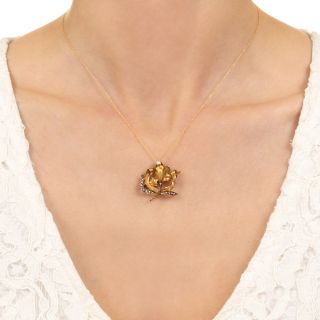 Art Nouveau Pearl Orchid Pendant/Pin