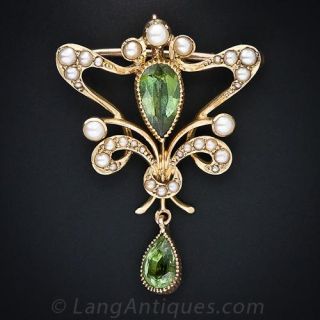Art Nouveau Peridot Brooch/Pendant