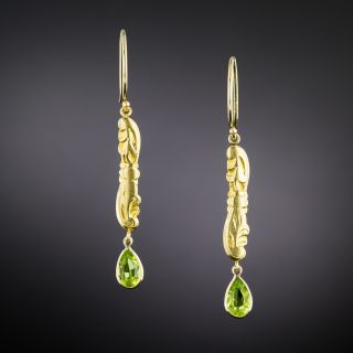Art Nouveau Peridot Dangle Earrings - 3