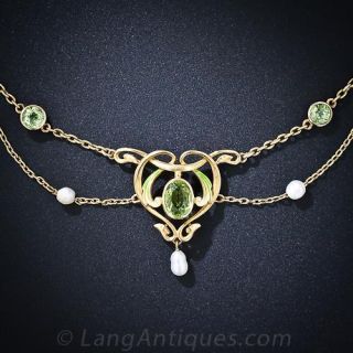 Art Nouveau Peridot  Necklace