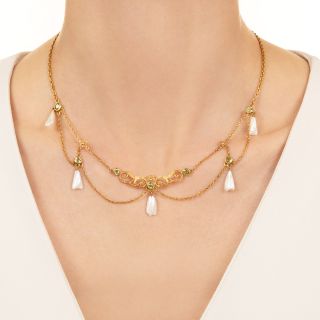 Art Nouveau Peridot Swag Necklace