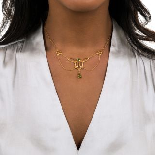 Art Nouveau Peridot Swag Necklace