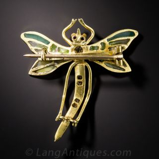Art Nouveau Plique-a-Jour Dragonfly Brooch