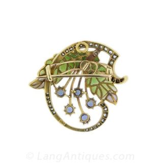 Art Nouveau Plique-a-Jour Pin