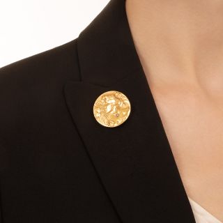 Art Nouveau Portrait of Lady with Iris Brooch