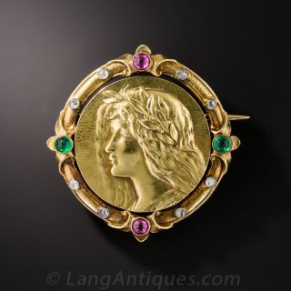 Art Nouveau Portrait Pin - 1