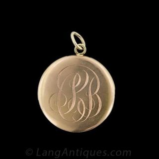 Art Nouveau Repousse Locket with Diamond
