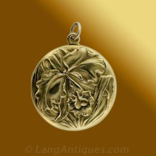 Art Nouveau Repousse Locket Main View