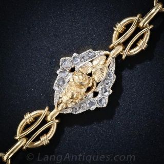 Art Nouveau Rose Motif Diamond Bracelet