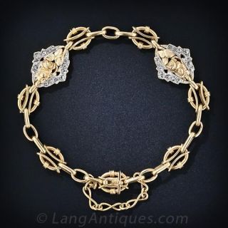 Art Nouveau Rose Motif Diamond Bracelet