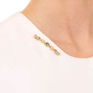 Art Nouveau Sapphire and Pearl Infinity Brooch by Henry Blank
