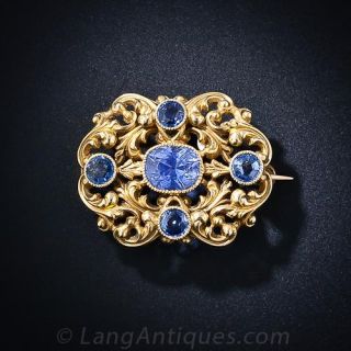 Art Nouveau Sapphire Brooch