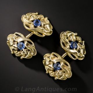 Art Nouveau Sapphire Cuff Links 