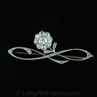 Art Nouveau Scrolling Flower Pin Main View
