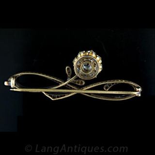 Art Nouveau Scrolling Flower Pin