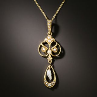 Art Nouveau Seed Pearl and Freshwater Pearl Necklace by Krementz - 2