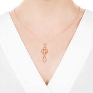 Art Nouveau Seed Pearl and Freshwater Pearl Necklace by Krementz