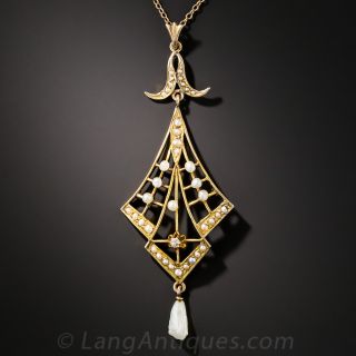  Art Nouveau Seed Pearl Pendant
