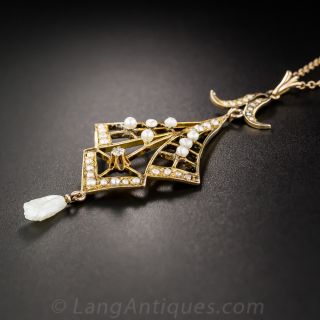  Art Nouveau Seed Pearl Pendant