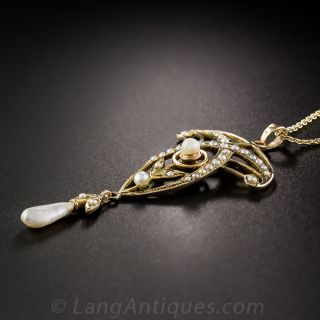 Art Nouveau Seed Pearl Pendant