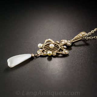 Art Nouveau Seed Pearl Pendant