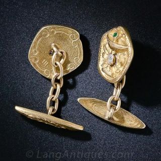 Art Nouveau Serpent and Chalice Cufflinks