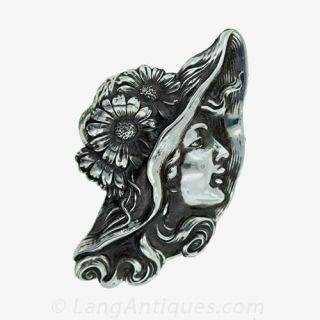 Art Nouveau Sterling Brooch Main View