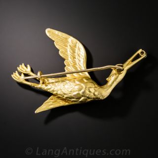 Art Nouveau Stork Brooch