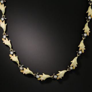 Art Nouveau Style Diamond and Enamel Necklace - 2