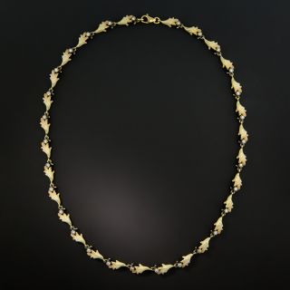 Art Nouveau Style Diamond and Enamel Necklace