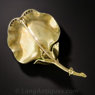 Art Nouveau Style Enamel and Diamond Flower