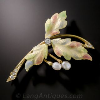 Art Nouveau Style Enamel Brooch