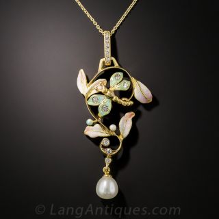 Art Nouveau Style Enamel Pendant - 1