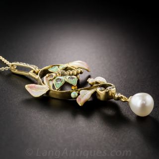 Art Nouveau Style Enamel Pendant
