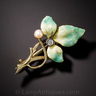 Art Nouveau-Style Enamel Pin