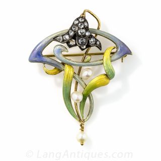 Art Nouveau Style Flower Brooch